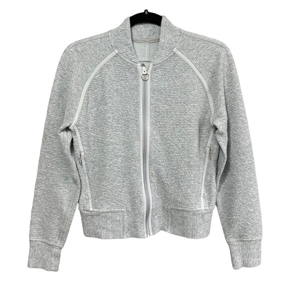 lululemon athletica Jackets & Blazers - Lululemon On Repeat Bomber Jacket Ribbed Textured Full Zip Sweatshirt 4